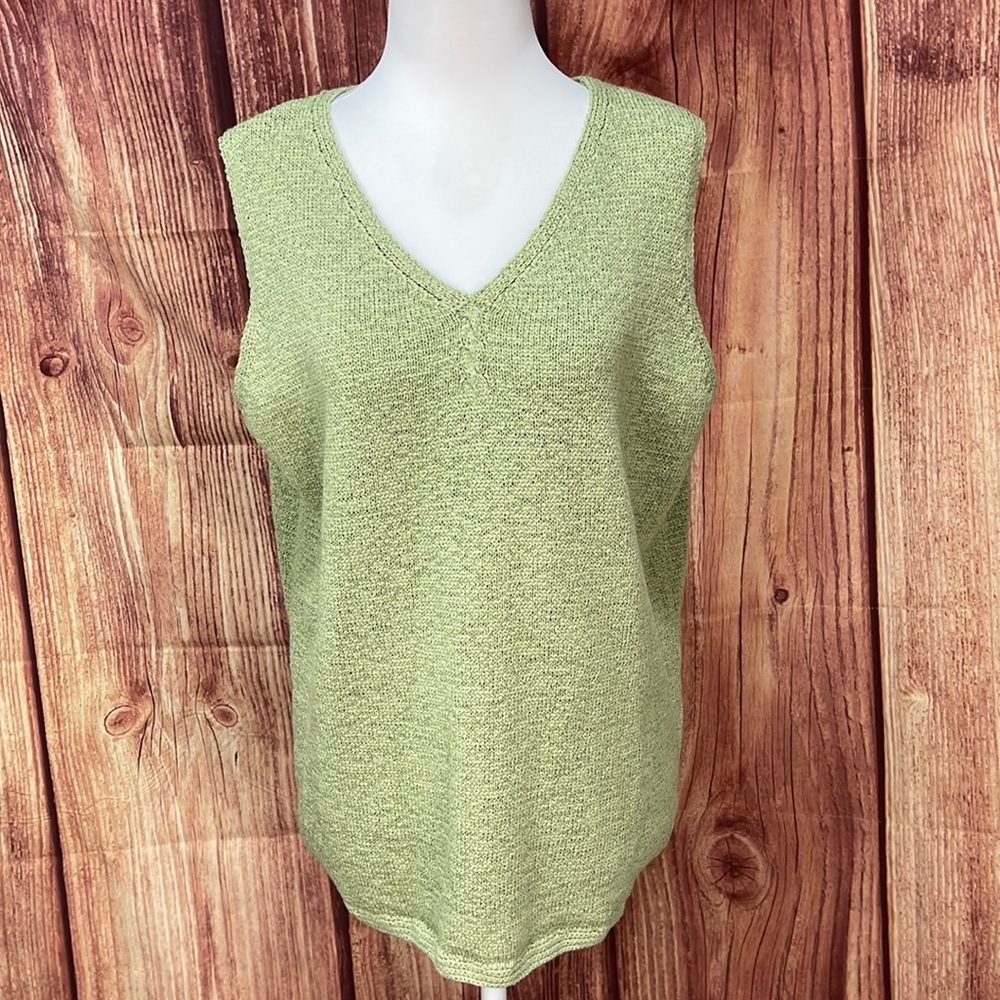 Pendleton green cotton blend V-neck sleeveless sweater vest top women’s size XL